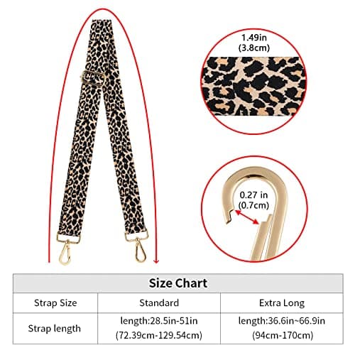 ZOOEASS Wide Shoulder Strap, Guitar Style Adjustable Purse Strap with Gold Buckle Replacement Woven Crossbody Straps for Handbags((3.8CM) Leopard2) — view 3