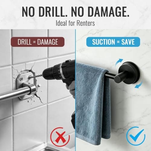 Meltrexni No Drill Suction Cup Towel Bar with Adjustable 14.6-24In — view 3