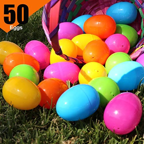 GIFTEXPRESS Plastic Bright Easter Egg Assortment 50 Pcs Perfect for Easter Egg Hunt/Surprise Egg/Easter Hunt — view 4