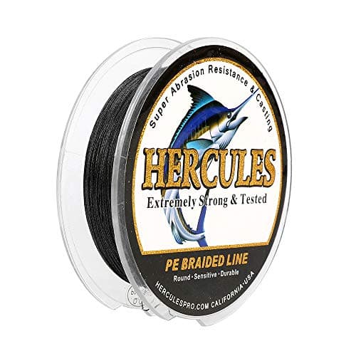 HERCULES Super Strong 100M 109 Yards Braided Fishing Line 50 LB Test for Saltwater Freshwater PE Braid Fish Lines 4 Strands - Black, 50LB (22.7KG), 0.37MM
