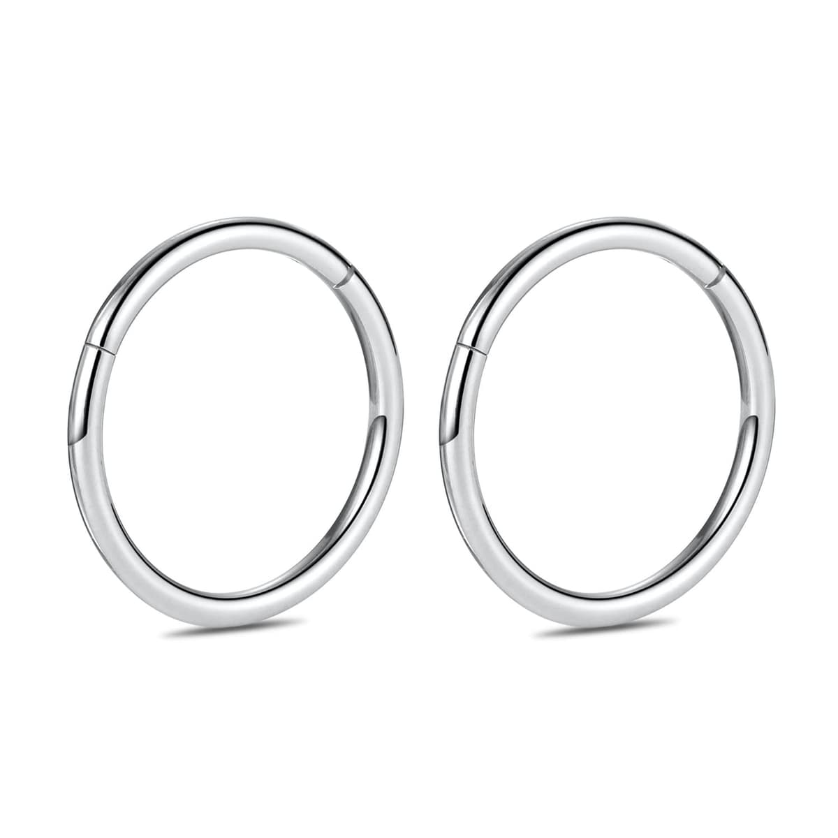 hengkaixuan 2Pcs Titanium Nose Hoop Rings Hinged Segment Clicker Rings Cartilage Helix Lip Tragus Conch Piercing Jewellery Sleeper Earrings Septum Lobe Hoop Earrings