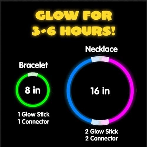 JOYIN 100 Pcs 8" Glow sticks Bulk Party Favors Pack, Neon Glow in the Dark Party Supplies, Light Up Necklaces and Bracelets with Connectors, Easter, Football, Valentine, Birthday Decorations