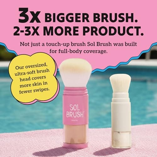 Sol Brush SPF 50 Mineral Sunscreen Powder, Broad Spectrum UVA/UVB Protection Sunscreen, Mess Free Brush On Applicator, Clean & Cruelty Free, Water Resistant (80 Minutes), Pink, Fair — view 6