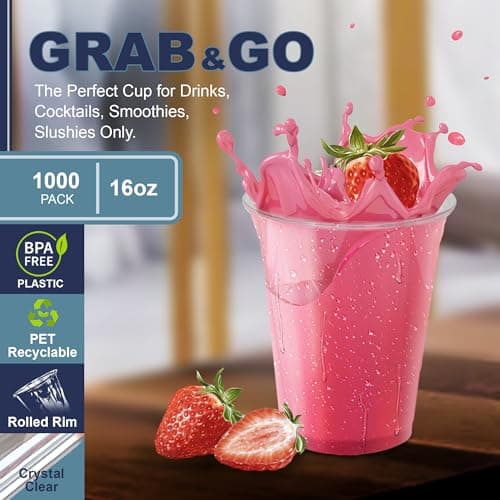 Morning Dew (16 oz, 1000 ct) Clear PET Cup, Plastic Cups 98mm Dia, Disposable Cold Drinking Cups, Perfect for Ice Coffee, Smoothie, Slushies, Juice & Mixed Beverages — view 4