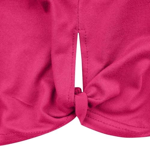 Athletic Tank Tops for Women Twist Knot Cut Out Side Slit Crop Tops Yoga Workout Loose Fit Sleeveless T-Shirts Hot Pink — view 4
