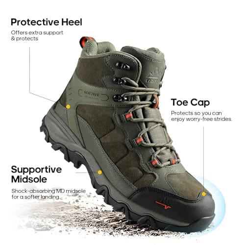 NORTIV 8 Men's Waterproof Hiking Boots Outdoor Backpacking Mountaineering Shoes,Size 9,Army Green,JS19004M — view 5