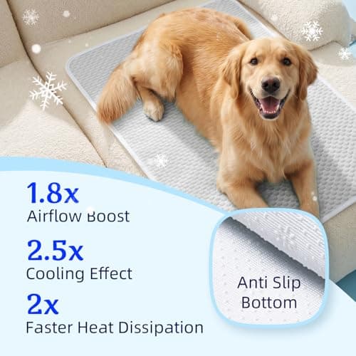Mora Pets Dog Cooling Mat Instant Self Cooling Pad for Dogs & Cats Breathable Washable Summer Pet Cool Mat Indoor Outdoor, Puppy Cold Blanket for Floor Crate Car Travel Use Medium 36'' x 27'' Grey — view 2
