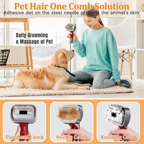 2-in-1 Pet Grooming Kit – Compatible with Dyson V7 V8 V10 V11 V15 Gen5, Dog Hair Vacuum Attachment, Self-Cleaning Brush Removes Hair, Dander & Undercoat, Extended Hose & Trigger Lock — view 3