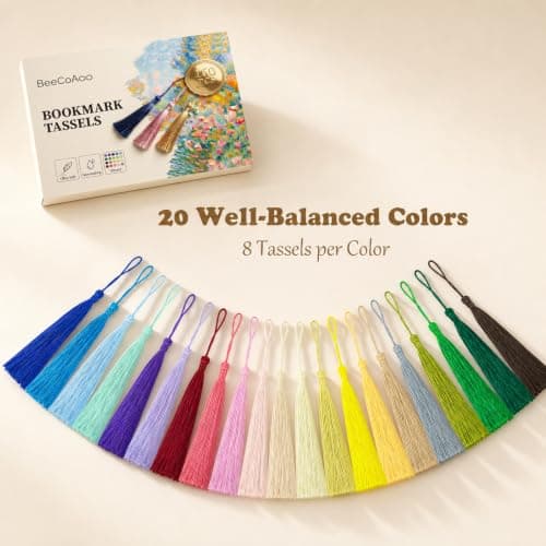 160 Pack Bulk Bookmark Tassels, 5 Inch Soft Silky Tassels with Loops, 20 Colors for Bookmarks, DIY Crafts & Keychain Making, Multi-Color Tassel Set — view 5