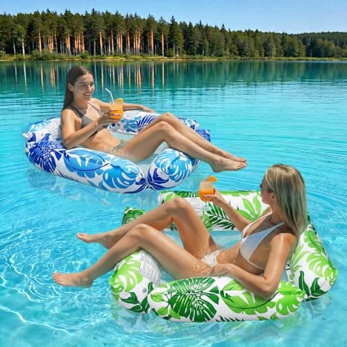 Korlon Tec 2 Pack Inflatable Pool Floats Adult, 4-in-1 Multi-Purpose Pool Float Rafts Water Hammock, Pool Hammock Floats for Adults Swimming Summerl Lake Beach — view 4