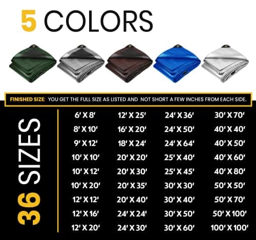 PROTARP Extra Heavy Duty 16 Mil Tarp Cover, Waterproof, UV Resistant, Rip and Tear Proof, Poly Tarpaulin with Reinforced Edges for Roof, Camping, Patio, Pool, Boat. (White 8′ X 10′) — view 2