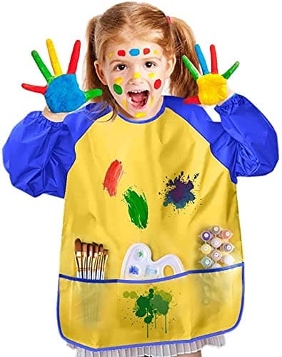 Kids Painting Set, Washable Paint for Kids 10 Colors, 7 Paintbrushes, Paint Palette, Painting Smock, Non Toxic Tempera Paints 2 oz Each,Paints for Toddlers Gifting bundle Art, Crafts — view 3