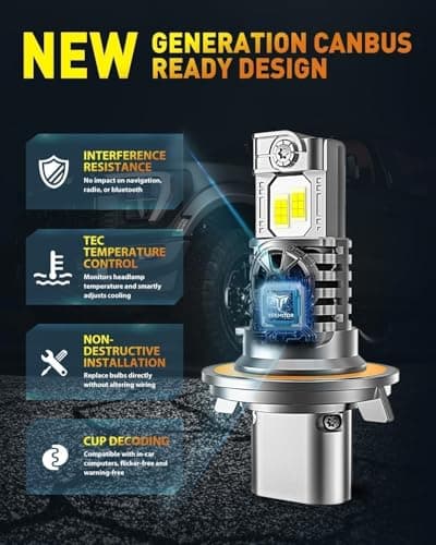 Termitor Latest H13/9008 Bulbs, 50,000LM Brightness High/Low Beam, 75000+ Hours Long Service Life, 6500K Cool White, Real 1:1 Halogen Size Off-Road Light for ATV UTV SUV, 3 Mins Plug N Play, Pack of 2 — view 5