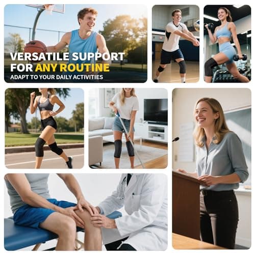 CAMBIVO Knee Brace Support(2 Pack), Knee Compression Sleeve for Running, Hiking, Basketball, Arthritis, Meniscus Tear, Knee Pain Relief and Injury Recovery — view 5