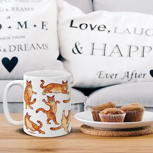 MUGBREW Orange Tabby Cat Funny Playful Postures Ceramic Coffee Mug Tea Cup, 11 OZ — view 4