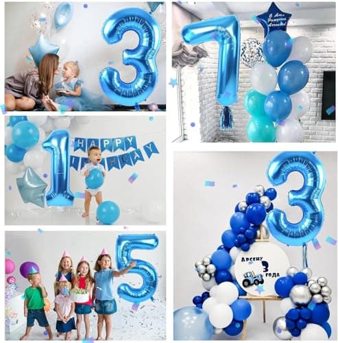 40 inch Blue Number Balloon Giant Foil Helium Balloons Blue Number 1 Balloon for 1st Birthday Party Decorations — view 4