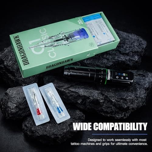 Dragonhawk Tattoo Needle Cartridges - 20PCS Disposable 1205RM Round Magnum Tattoo Needles with Membrane, Professional Cartridge Needles for Shading Work, Compatible with All Rotary Pen Tattoo Machines — view 5
