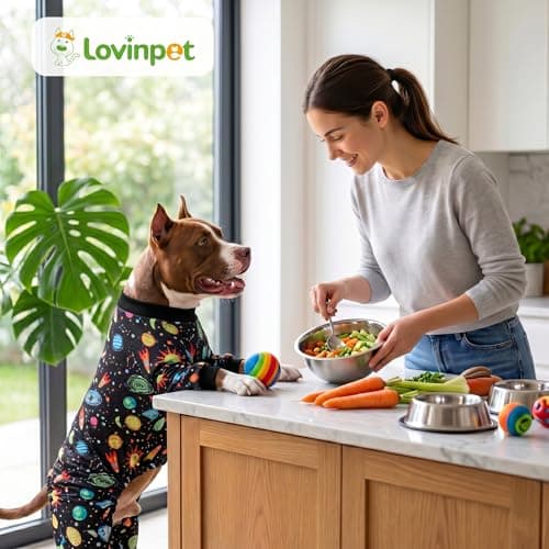 LovinPet Big Dogs Onesies: Big Dog Pajamas, Post Surgery/Wound Care, Lightweight Stretchy Fabric, Interstellar Black Print, Dog Jumpsuit, Anti Licking, Pet PJ's/Medium — view 7