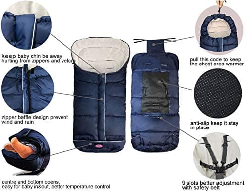 Anti-Kick Winter Waterproof Extendable Baby Bunting Bag Adaptable for Most Strollers Travel Gear Toddler Universal Stroller Footmuff 6-36Months Baby — view 2