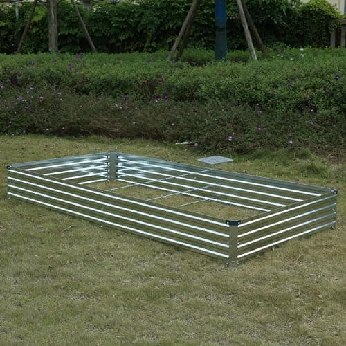 Foxlang 8x4x1ft(2 PCS) Galvanized Raised Garden Bed,Outdoor Planter Box Metal Patio Kit Planting Bed for Vegetables Flowers Herb,Silver — view 5