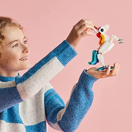 LEGO Creator 3 in 1 Magical Unicorn Toy, Transforms from Unicorn to Seahorse to Peacock, Rainbow Animal Figures, Unicorn Gift for Grandchildren, Girls and Boys, Buildable Toys, 31140 — view 2