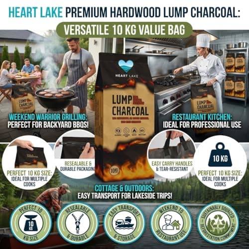 Heart Lake Premium Hardwood Lump Charcoal, 100% Natural BBQ Charcoal, 8 kg — view 4
