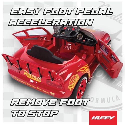 Huffy Lightning McQueen 6V Ride-On Toy Car with Headlights & Engine Sounds, Foot Pedal Drive, up to 2.5 MPH, Ages 3-7 — view 4