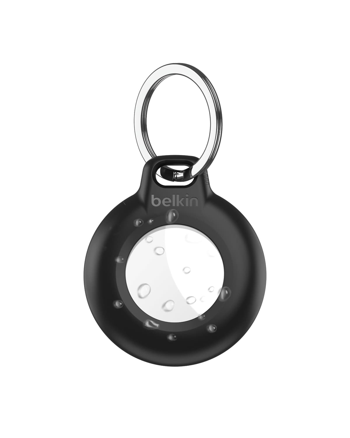 Belkin Secure Holder Funda Impermeable con Llavero para AirTag, Cubierta Resistente y antiarañazos, Accesorio Protector con Anillo para Llaves, Mascotas, Mochilas, Maletas y Otros, Negro una Unidad