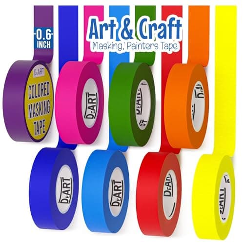 Colored Masking Tape Painters Tape 12 or 8 Pack 1 inch or 0.6 Inches Kids Arts Craft Supplies Coding Whiteboard Dry Erase Board Tape Thin Paper Tape Paint Tape No Residue Easy Removal DIY Crafts Arts — view 8