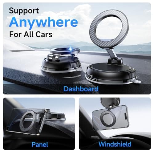 ANDERY Car Phone Holder for Magsafe [78+LBS Strongest Suction & 2400gf Magnetic] 360° Adjustable Car Phone Mount, Phone Holders for Your Car for iPhone 17-12 Pro Max Plus Air, Carbon Fiber