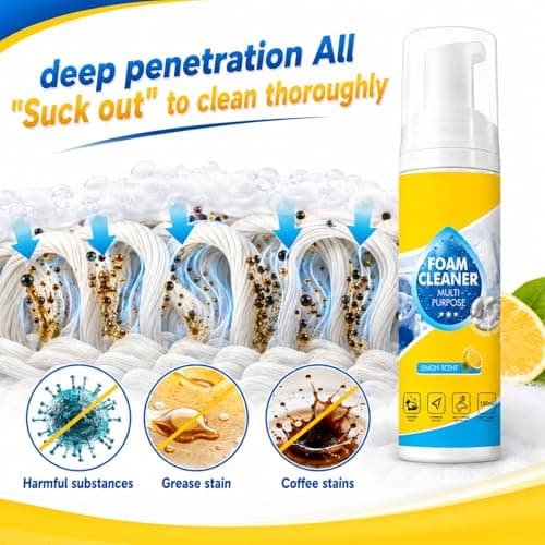 4-In-1 Multi-Enzyme Foam Cleaner,Foam Cleaner Multi Purpose,Powerful & Multipurpose Car Interior Foam Cleaners,All-Purpose Deep Cleaning Spray for Car Interior,Deep Clean Cars,Kitchen (2Pcs, 10 oz) — view 5