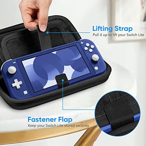 FINTIE Carrying Case for Nintendo Switch Lite 2019, [Shockproof] Hard Shell Protective Cover Travel Bag with Game Card & Micro SD Card Slots for Switch Lite Console & Accessories, Dont Touch — view 5