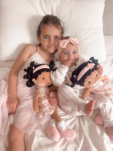 LeyaDoll Personalized Soft Baby Doll Toys (16''), My First Baby Rag Doll for 1 Year-Old Girl Birthday Gift, Christmas Plush Toys Gift for Toddler Kids Infants - Princess Petal — view 4