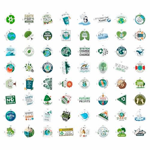 100Pcs Environmental Stickers for Water Bottle and Laptop - Earth Day Stickers Bulk - Еnvironmentalist Gifts - Environmental Party Supplies - Earth Day Decorations - Gifts for Women & Men — view 2