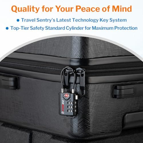 TSA Approved Cable Luggage Locks, Re-settable Combination with Alloy Body, Black 2 Locks. — view 5