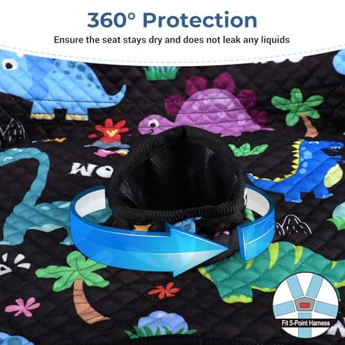 COOLBEBE Car Seat Protector for Potty Training, Dry Waterproof Car Seat Liner Toilet Training for Baby Toddler, Piddle Pads Cover Pad for Strollers & Carseat (Dinosaur) — view 4