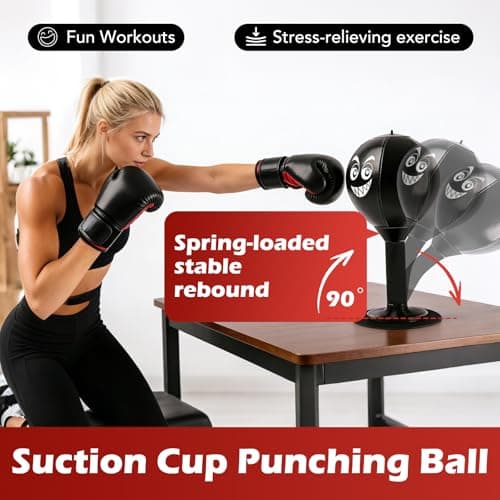 Desktop Punching Bag, Desk Punching Bag Stress Relief, Upgraded Strong Suction Cup & All-Around Foam Protect Spring, Portable Tabletop Boxing Ball, for Adults Coworkers and Friends