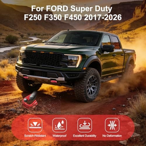 TOVIIEA Tow Hook Covers for Ford Super Duty F250 F350 F450 2017-2026 Thicken Upgrade, Tow Hitch Covers Compatible with F250/F350/F450 2017-2026 Accessories,2PCS-RED — view 4