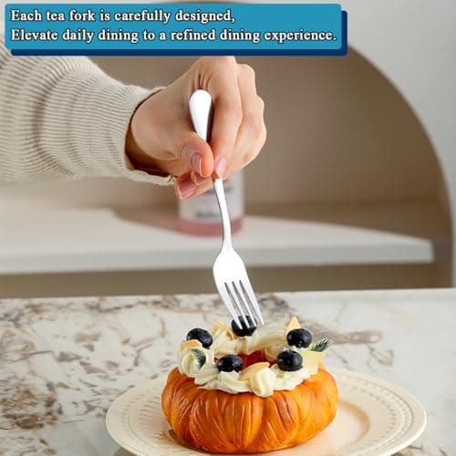 Cake Forks Set of 12, Berglander Stainless Steel 14cm Dessert Fork for Cocktail, Dessert, Cake, Tea, Fruit, Cheese, Appetizer Small Forks for Party, Hotel, Restaurant, Cafes Dishwasher Safe — view 5