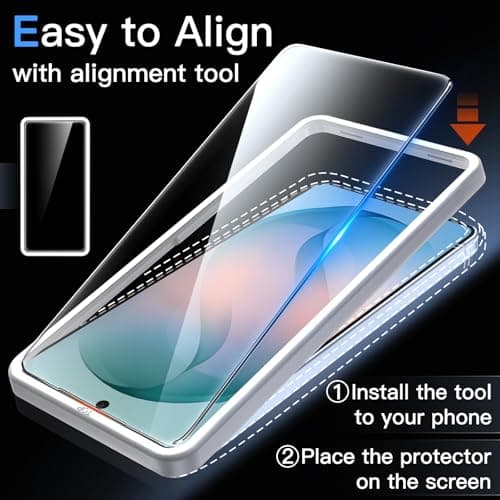 JETech Screen Protector for Samsung Galaxy S26, 9H Tempered Glass Film with Easy Installation Tool, Fingerprint ID Compatible, HD Clear, 3-Pack — view 4