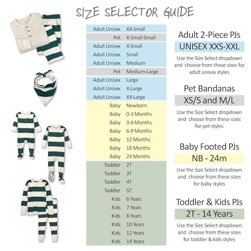 Butterblu JAMIE Matching Family Jammies Holiday Pajamas 100% Organic Cotton PJs Adults, Kids, Toddlers, Baby, Pets, Green Jumbo Stripe, 7 Years — view 2