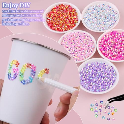 34000Pcs Resin Jelly Rhinestones for Bedazzling, Multicolor 3mm Flatback Gems for Diamond Art, Bedazzler Kit with 3Pcs 10ml B7000 Jewelry Glue for Bedazzle Thing Crafting Book Nail Art — view 3