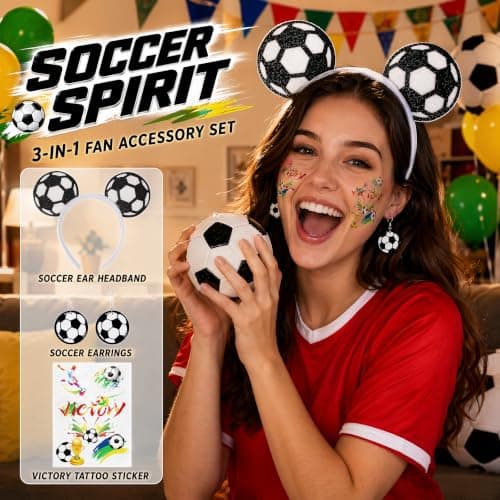 ZhengYuFa 2026 World Cup Soccer Fan Set, Fan Gear for Match Day football headband, Headbands, earrings, tattoo stickers, Theme party, stadium cheering