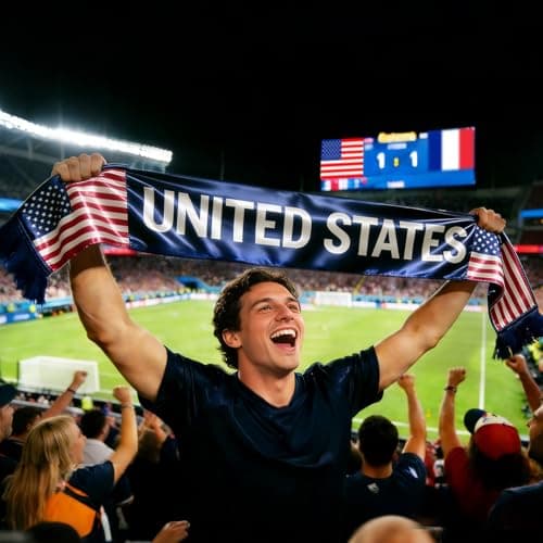 Myswunder USA Soccer Fan Scarf - Double-Sided Team USA Supporter Scarf for 2026 International Soccer Matches & Game Day — view 2