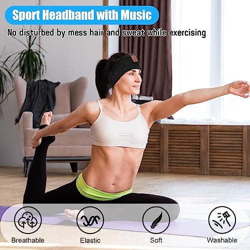 2-Pack Sleeping Headphones Wireless Bluetooth 5.4, Headband Headphones with Ultra-Thin Speakers, Bluetooth Headband for Side Sleepers, Running, Workout, Insomniac, Travel, Meditation（Black&Grey） — view 4