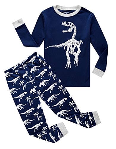 Family Feeling Dinosaur Little Boys Long Sleeve Pajamas Sets Cotton Pyjamas Kids Pjs Size 5 Blue