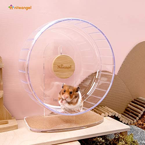 Niteangel Super-Silent Hamster Exercise Wheels - Quiet Spinner Hamster Running Wheels with Adjustable Stand for Dwarf Syrian Hamsters Gerbils Mice Or Other Small Animals (Transparent, Medium) — view 4