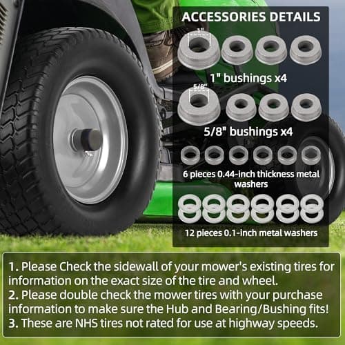 AR-PRO (2-Pack) 16x6.50-8 Flat Free Tire and Wheel, Solid Lawn Mower Tire with 3"-4.3" Centered Hub & 3/4" Bushings, Compatible with Riding Mower Graden Tractor — view 5