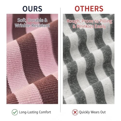 CHYRII Women Oversized Striped Long Sleeve T Shirts Fashion Casual Fall Spring 2026 Y2K Tops (Pink+Coffee M) — view 3