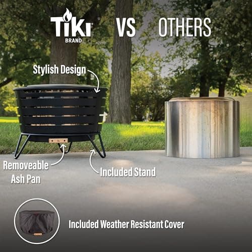 TIKI Patio Smokeless Outdoor Fire Pit, 25-Inch Wood-Burning Bonfire with Removable Ash Pan, Stand, and Weather-Resistant Cover — view 5